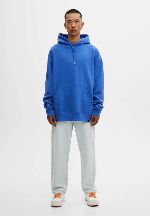 PULL & BEAR BASIC HOODIE UNISEX | BLUE DENIM